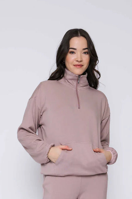 Everly-Luxe Fleece 1/2 Zip Mock neck by Orb