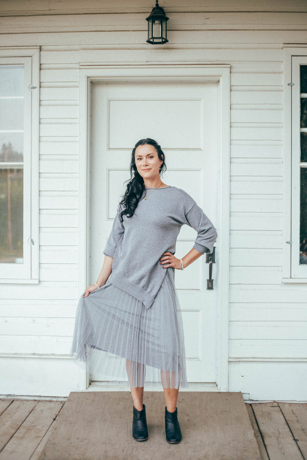 Two Piece Pleated Dress Sweater by Me & Gee