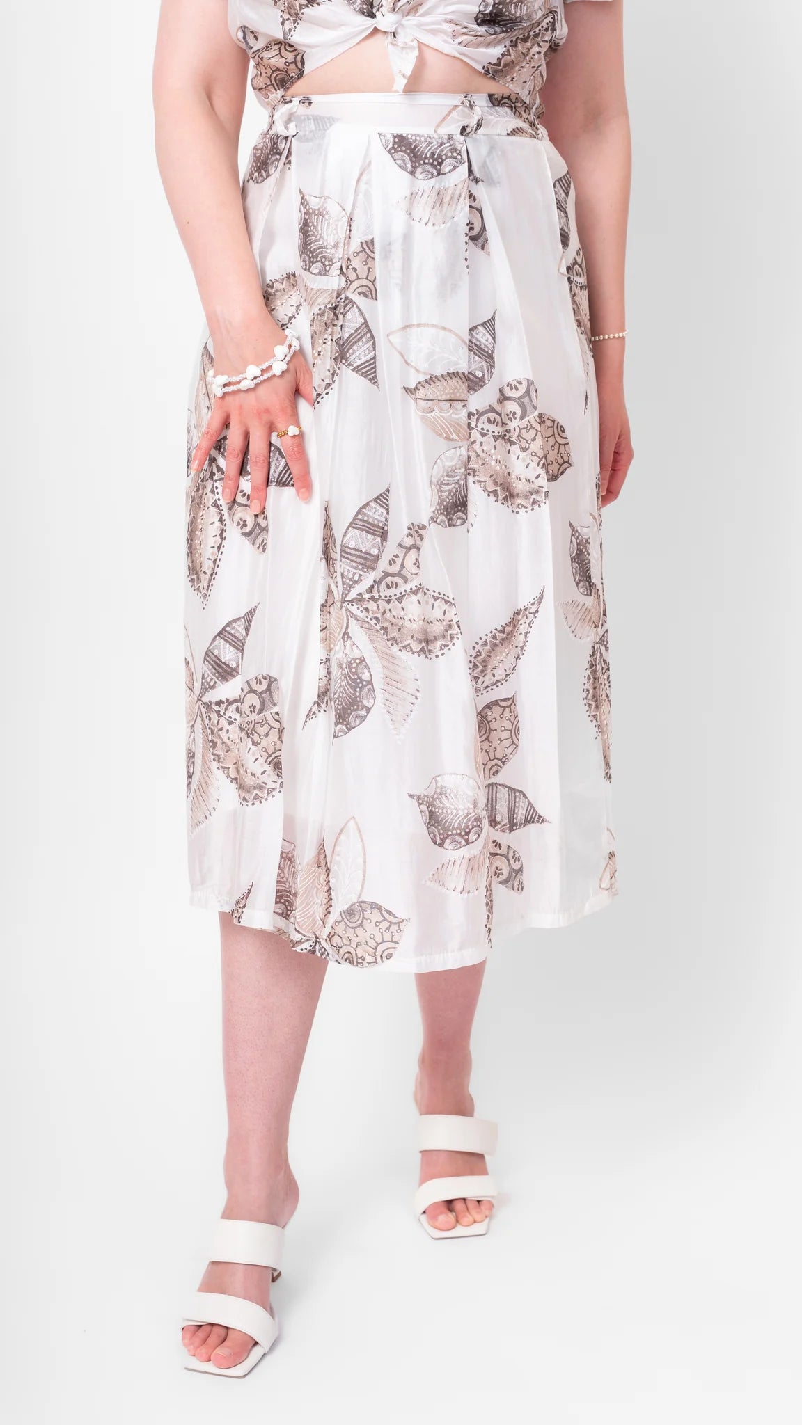 Printed Midi Skirt by Me & Gee