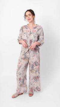 Floral Linen Wide leg pant by Me & Gee