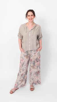 Floral Linen Wide leg pant by Me & Gee