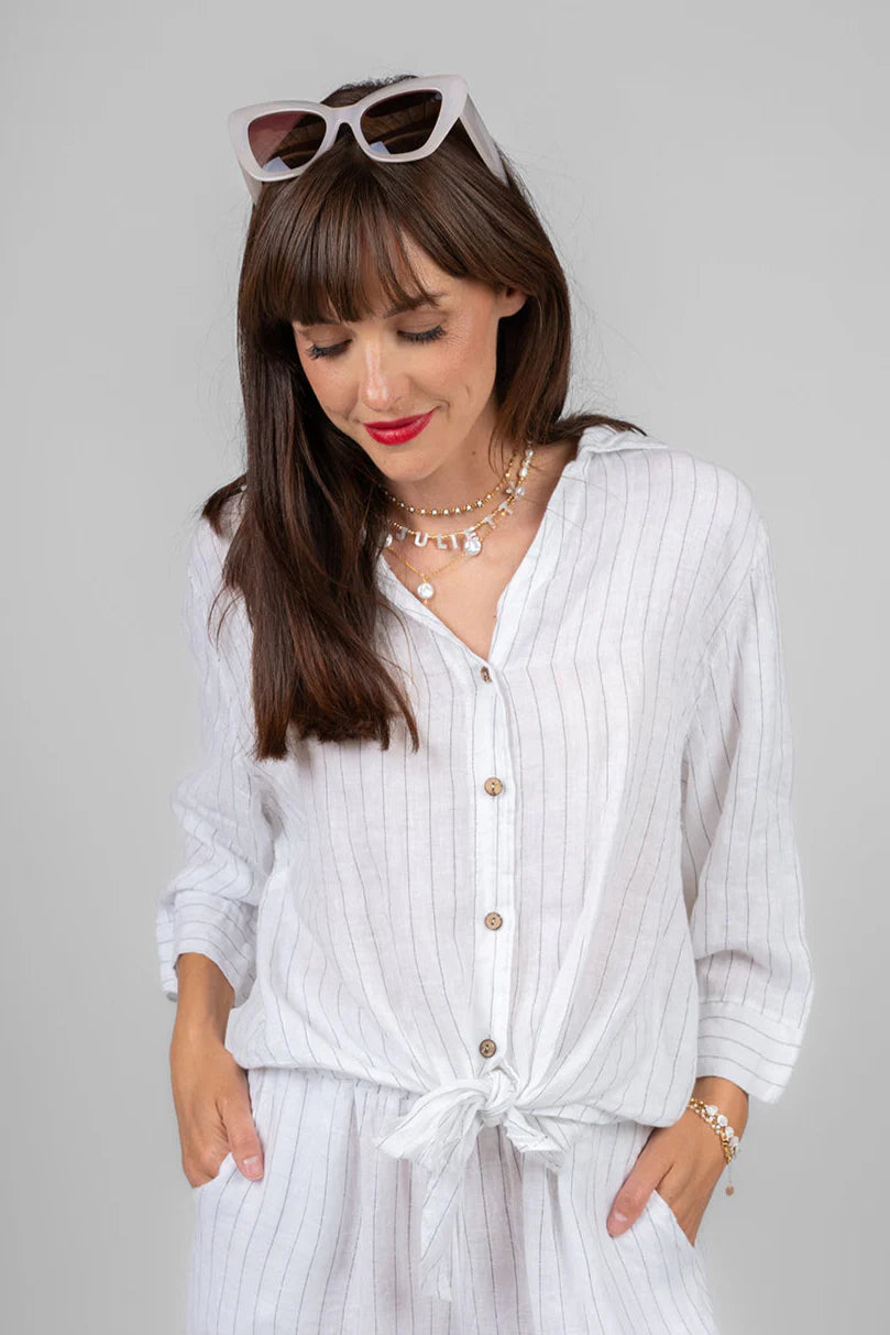 Linen Button Up Long Sleeve Top By Me & Gee
