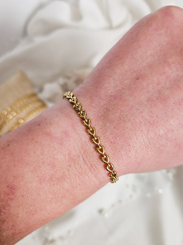 Gold Heart Link Bracelet by Rock Paper Pretty