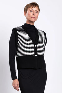 Nemo Vest, Black and White Stripe, Wool Cashmere by Blue Sky