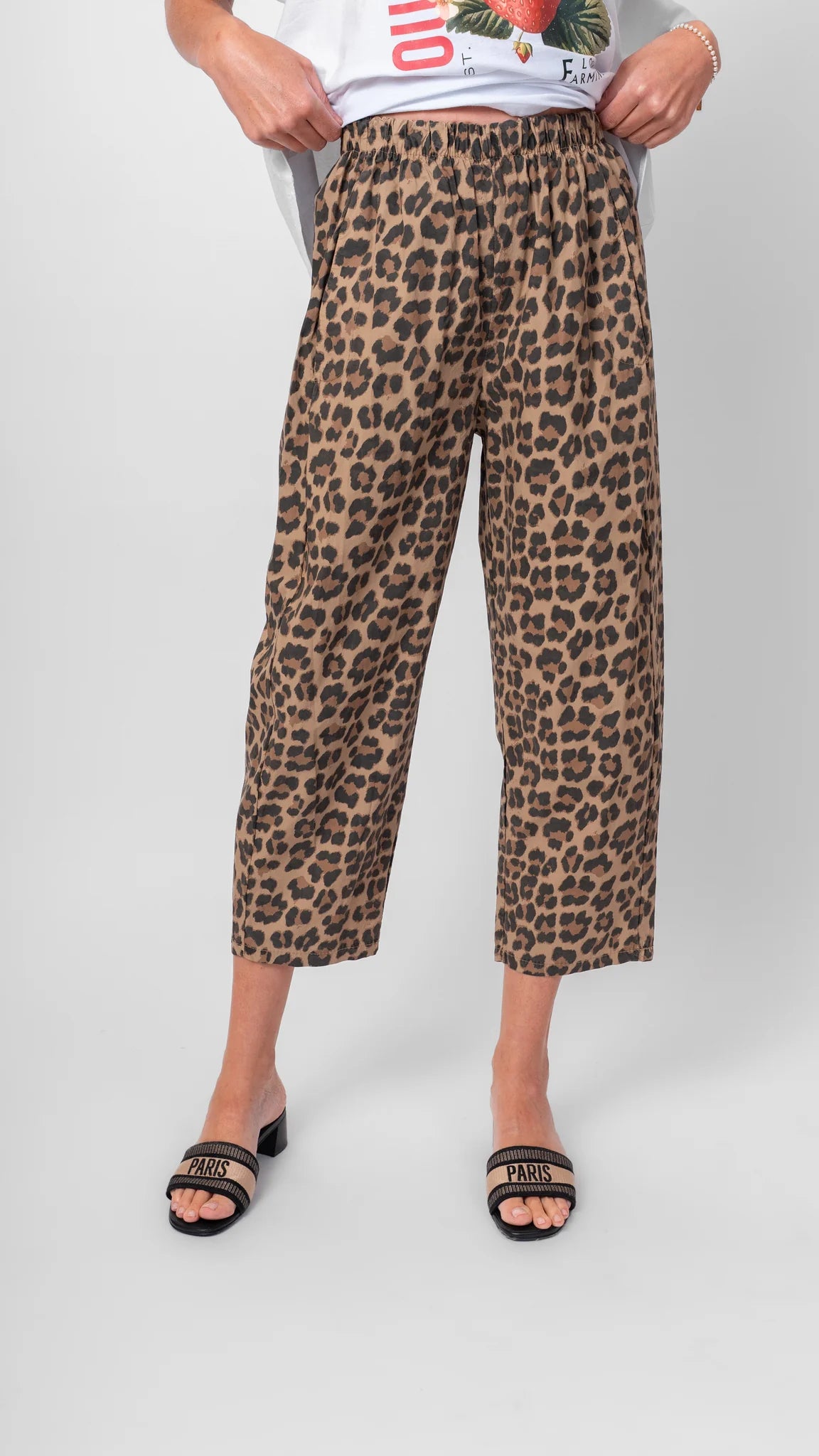 Leopard Cotton Capri Pant by Me & Gee