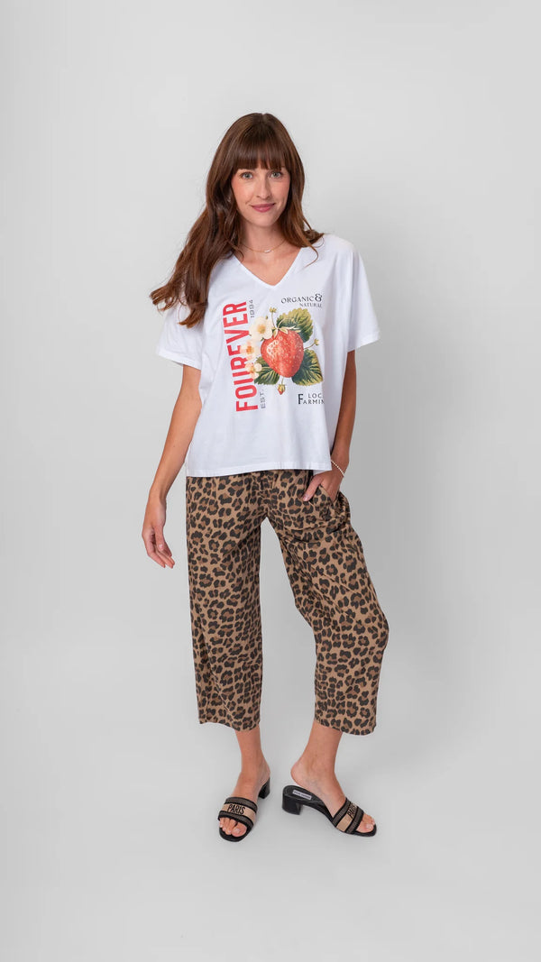 Leopard Cotton Capri Pant by Me & Gee