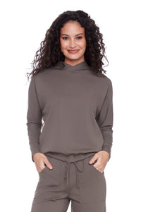 Annie Solid Light Ponte Cropped Hoodie by ILTM