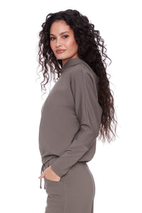 Annie Solid Light Ponte Cropped Hoodie by ILTM