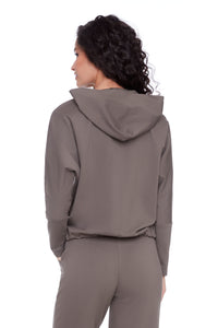 Annie Solid Light Ponte Cropped Hoodie by ILTM