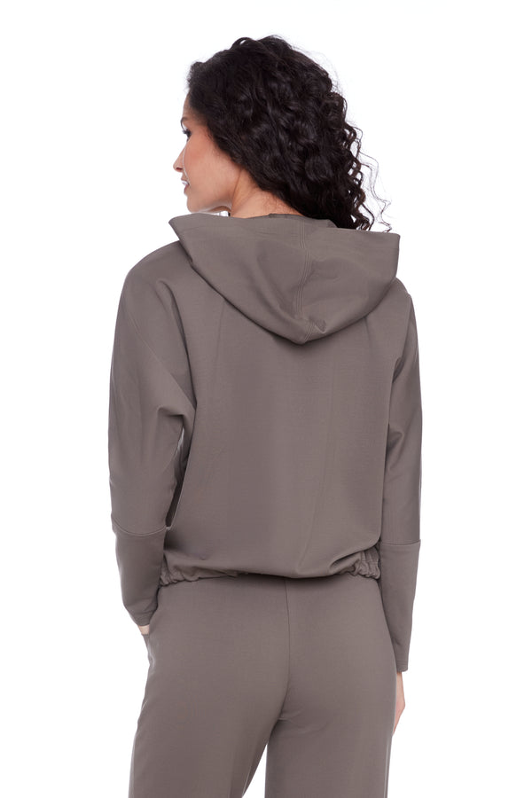 Annie Solid Light Ponte Cropped Hoodie by ILTM