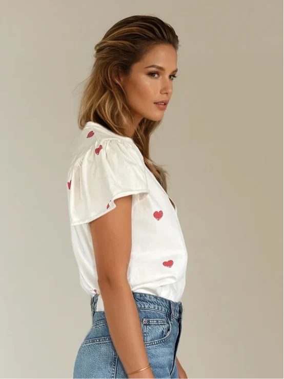 Colette Cotton Puff Sleeve Hearts by Priv