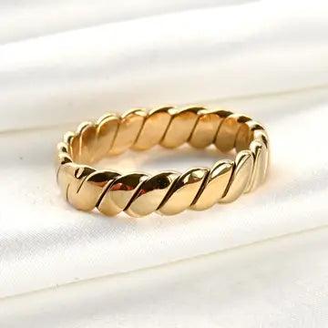 Blueye Jewelry Twisted Bold Ring - Waterproof Gold Wide Twist Ring