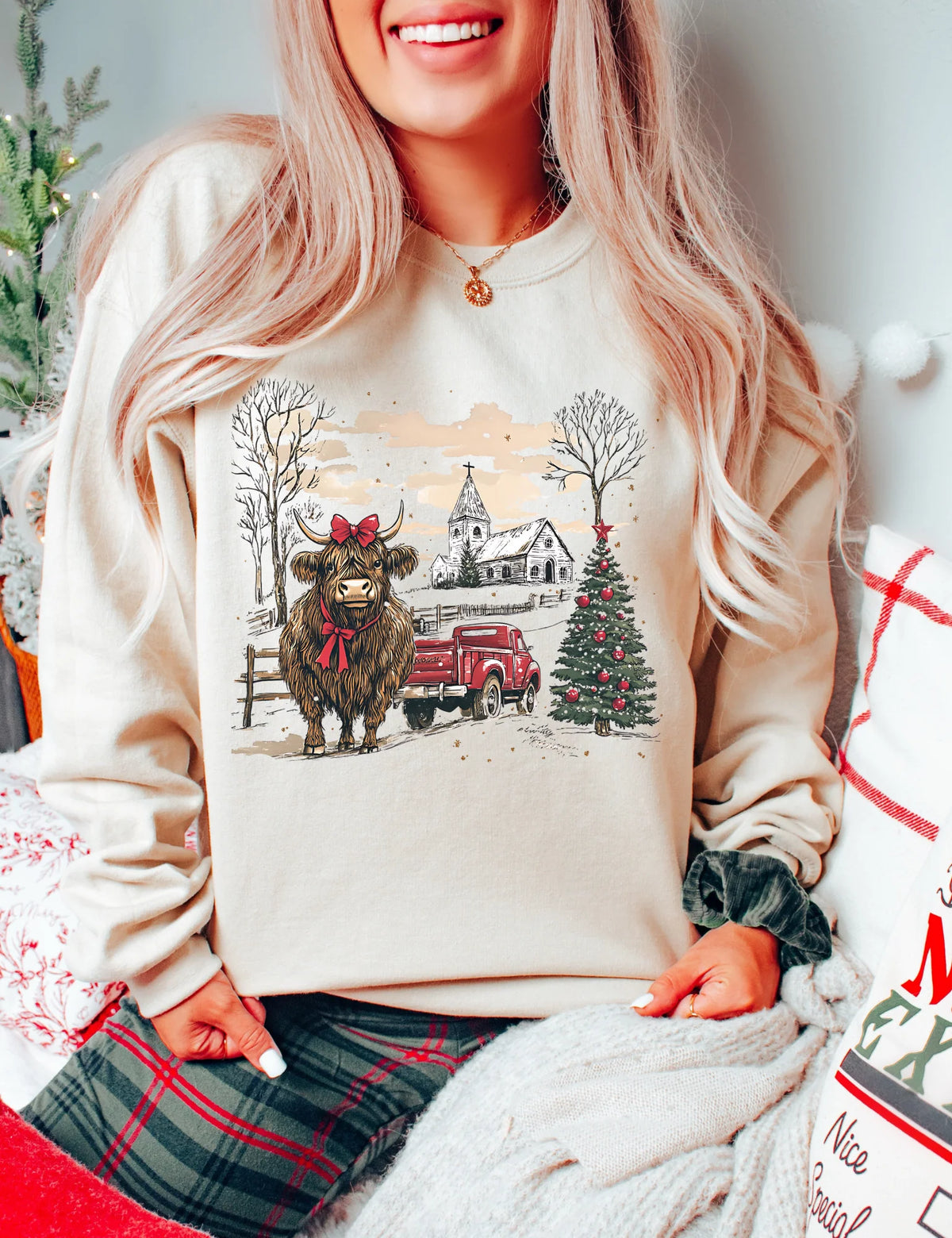 Highland Red Truck Christmas Sweater by Blond Ambition