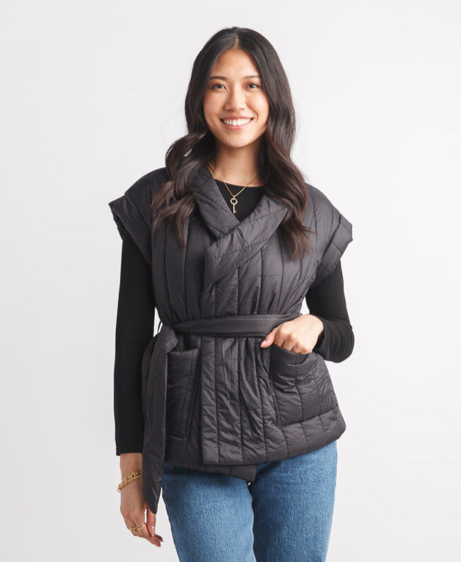 Quilted Wrap Vest by Paillon