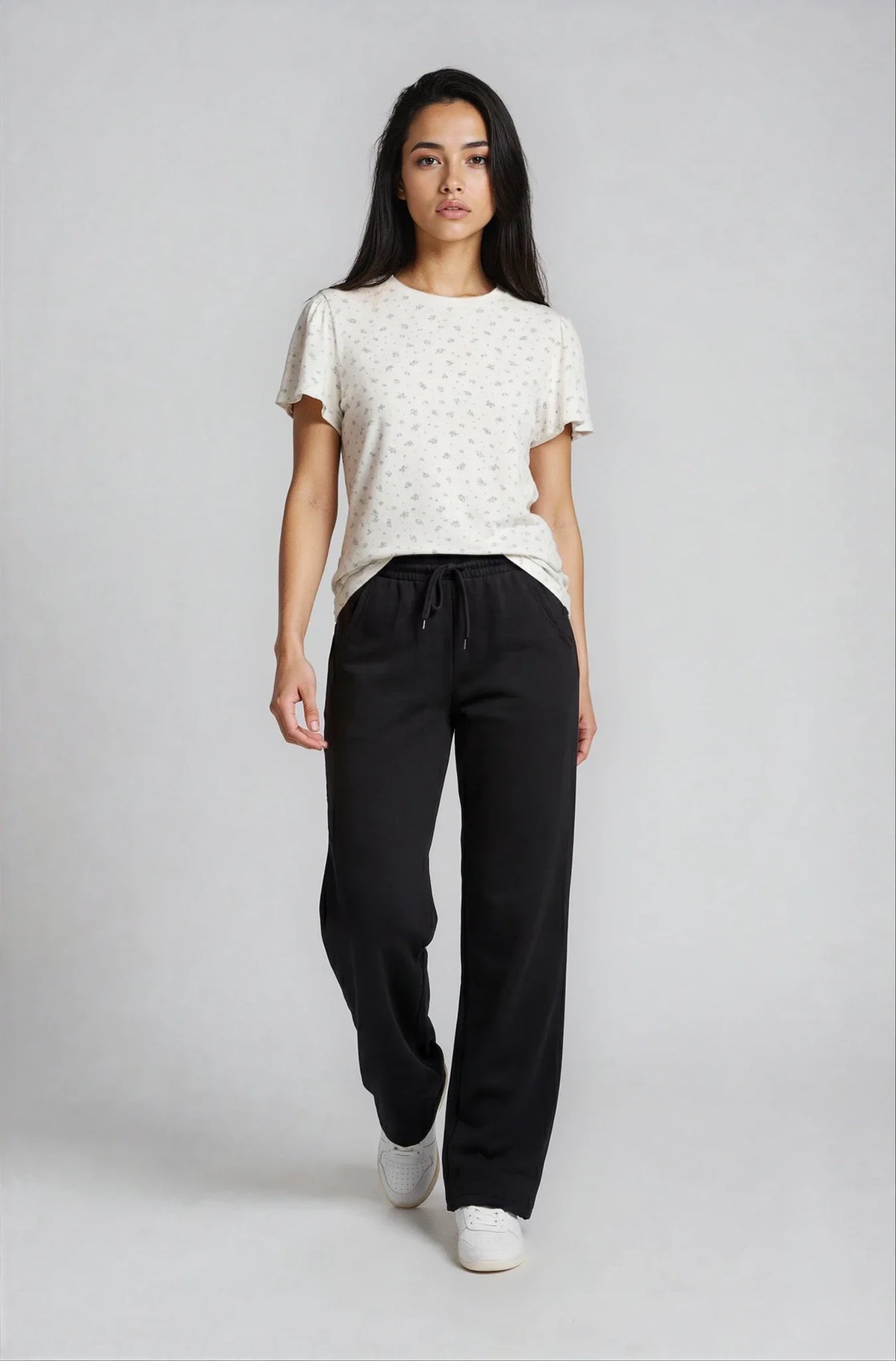 Colette Floral Cotton Ruffle Sleeve Tee by Priv
