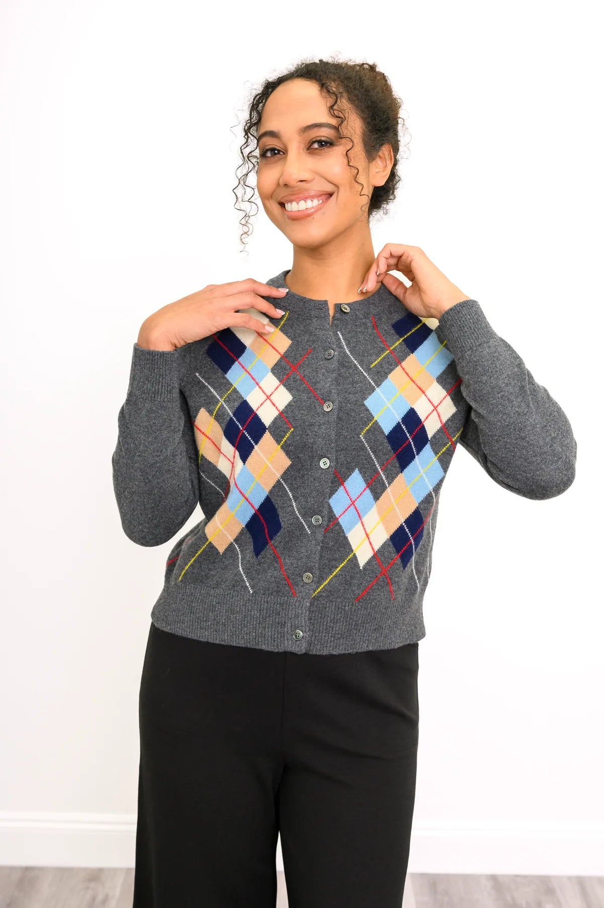 Argyle Wool Cashmere Sweater by Blue Sky