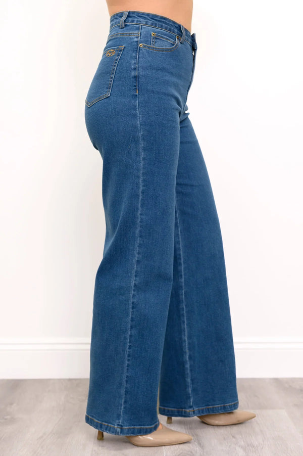 Regular Cotton Wide Leg Jeans by Blue Sky