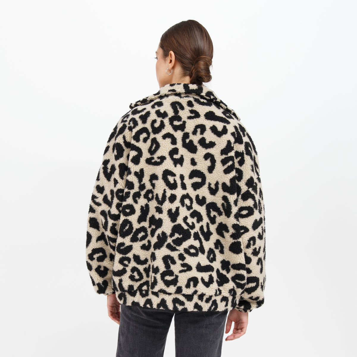 Brunette - Leopard Sherpa Full Zip Jacket