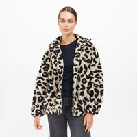 Brunette - Leopard Sherpa Full Zip Jacket