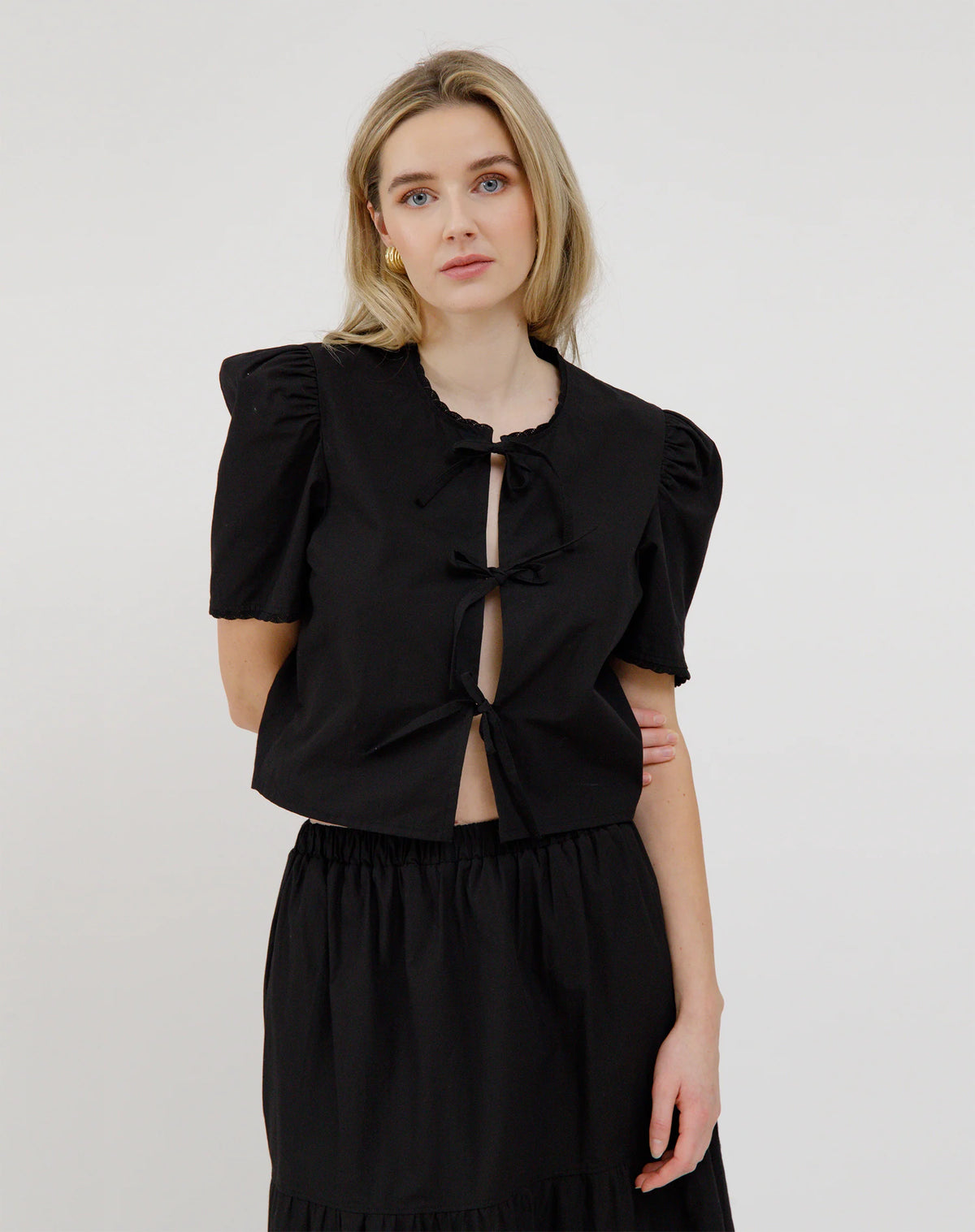 Poplin Tie Top By Brunette
