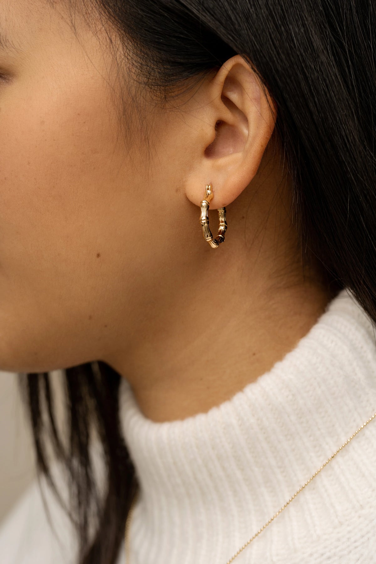 Bamboo 18K Gold Plated Hoops by Kali & Sun