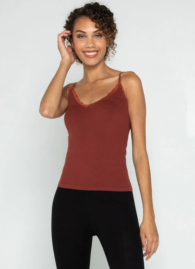 Bamboo O/S Tank /With Lace Trim by Ces Moi