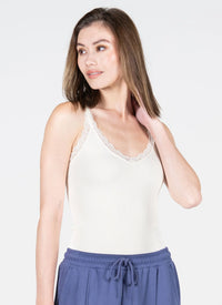 Bamboo O/S Tank /With Lace Trim by Ces Moi