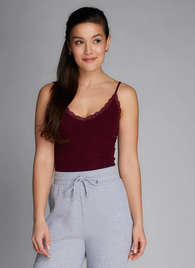 Bamboo O/S Tank /With Lace Trim by Ces Moi
