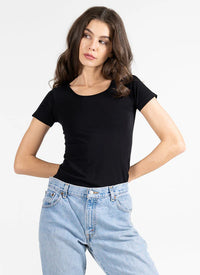 Short Sleeve Bamboo Scoop Neck Top by C'est Moi