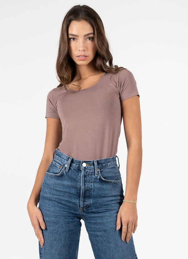 Short Sleeve Bamboo Scoop Neck Top by C'est Moi