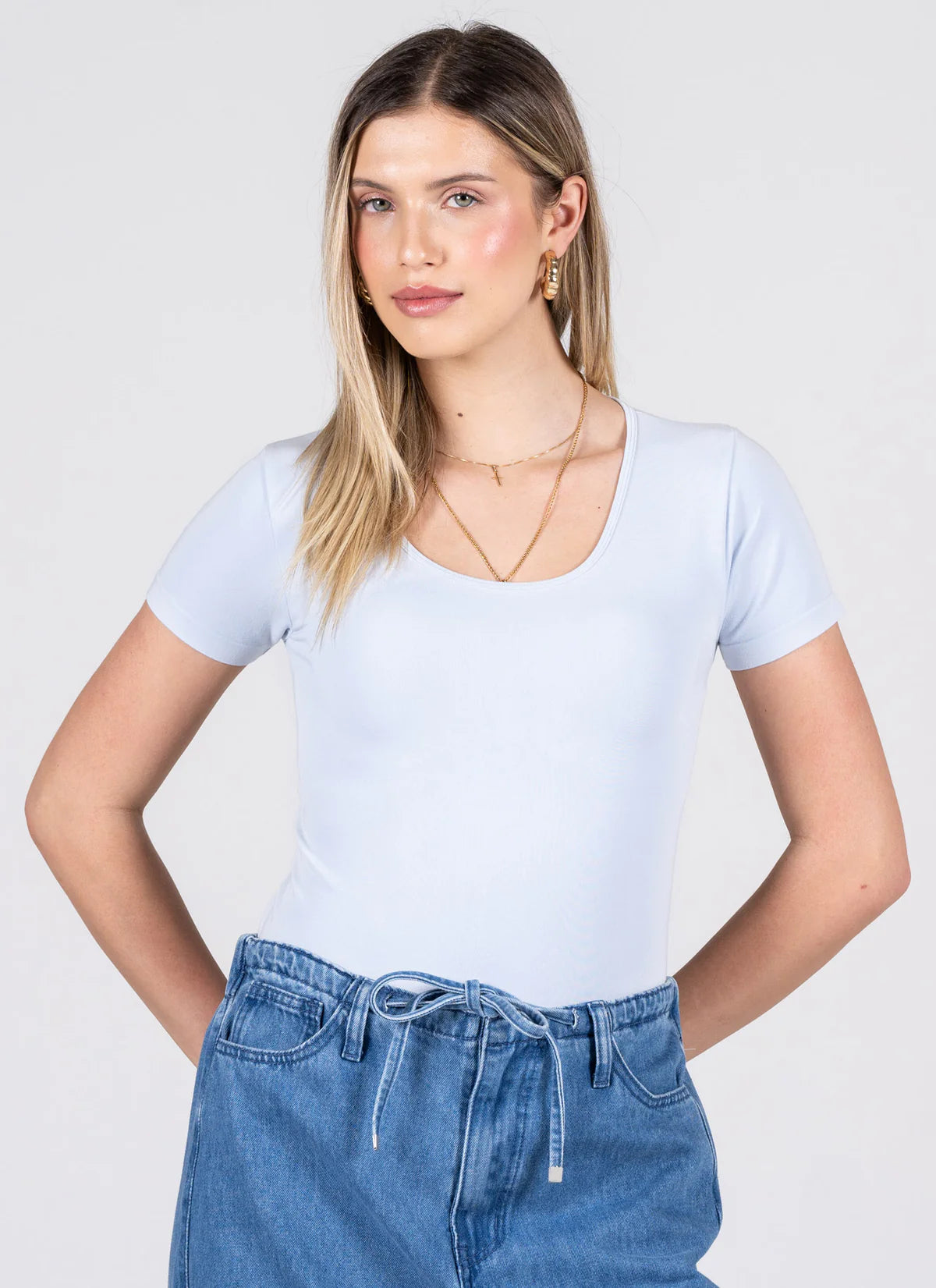 Short Sleeve Bamboo Scoop Neck Top by C'est Moi