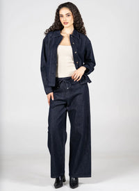 Wide Leg Cotton Denim Pants by C'est Moi
