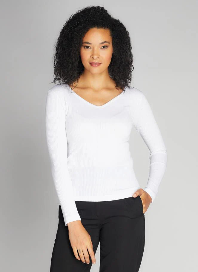 Seamless O/S Ribbed V-Neck Top by C'est Moi
