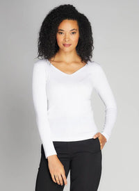 Seamless O/S Ribbed V-Neck Top by C'est Moi