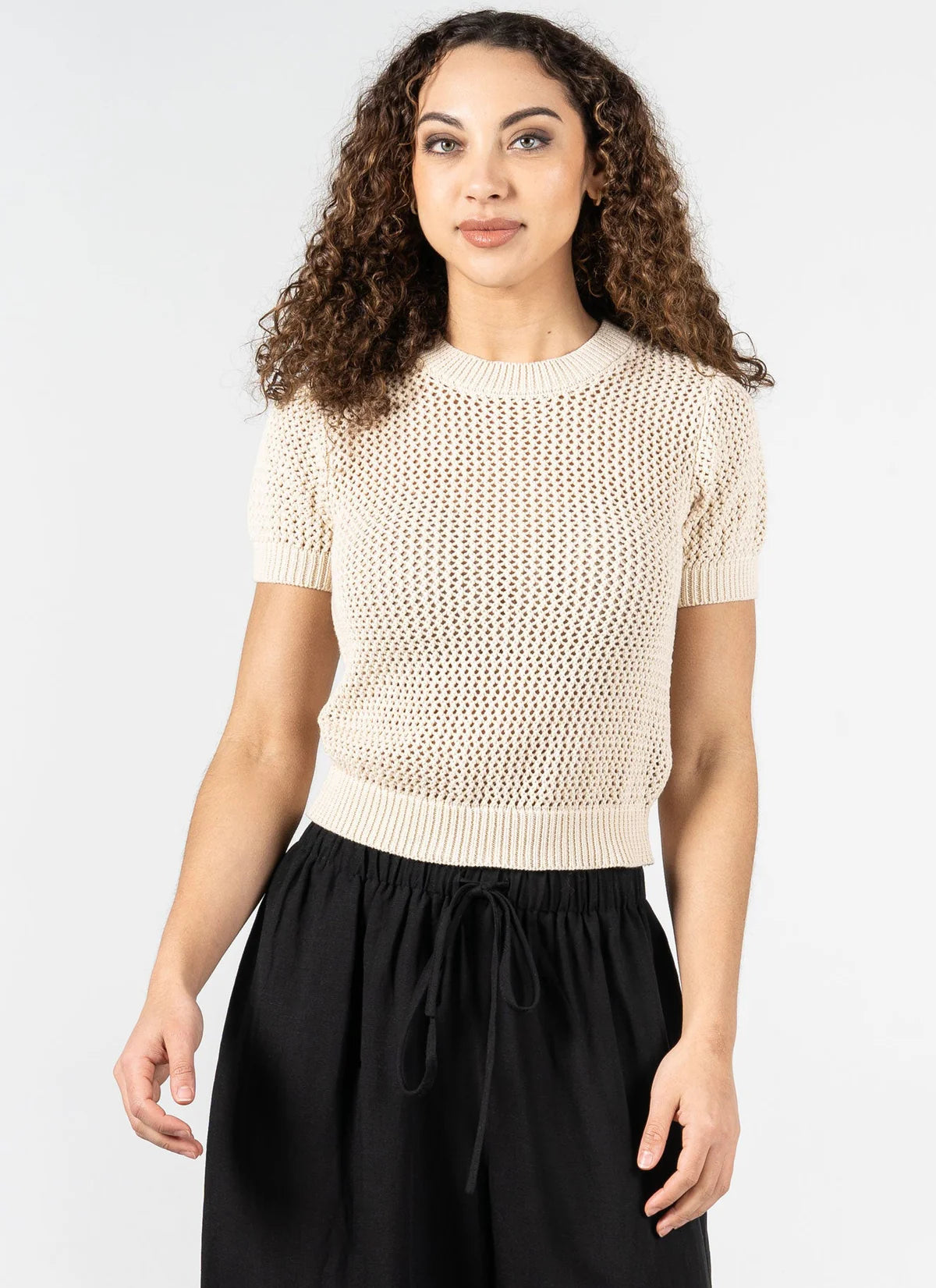 Crew Neck Cotton Knit Top by C'est Moi