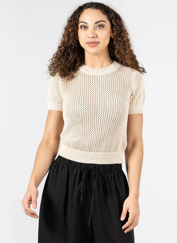 Crew Neck Cotton Knit Top by C'est Moi
