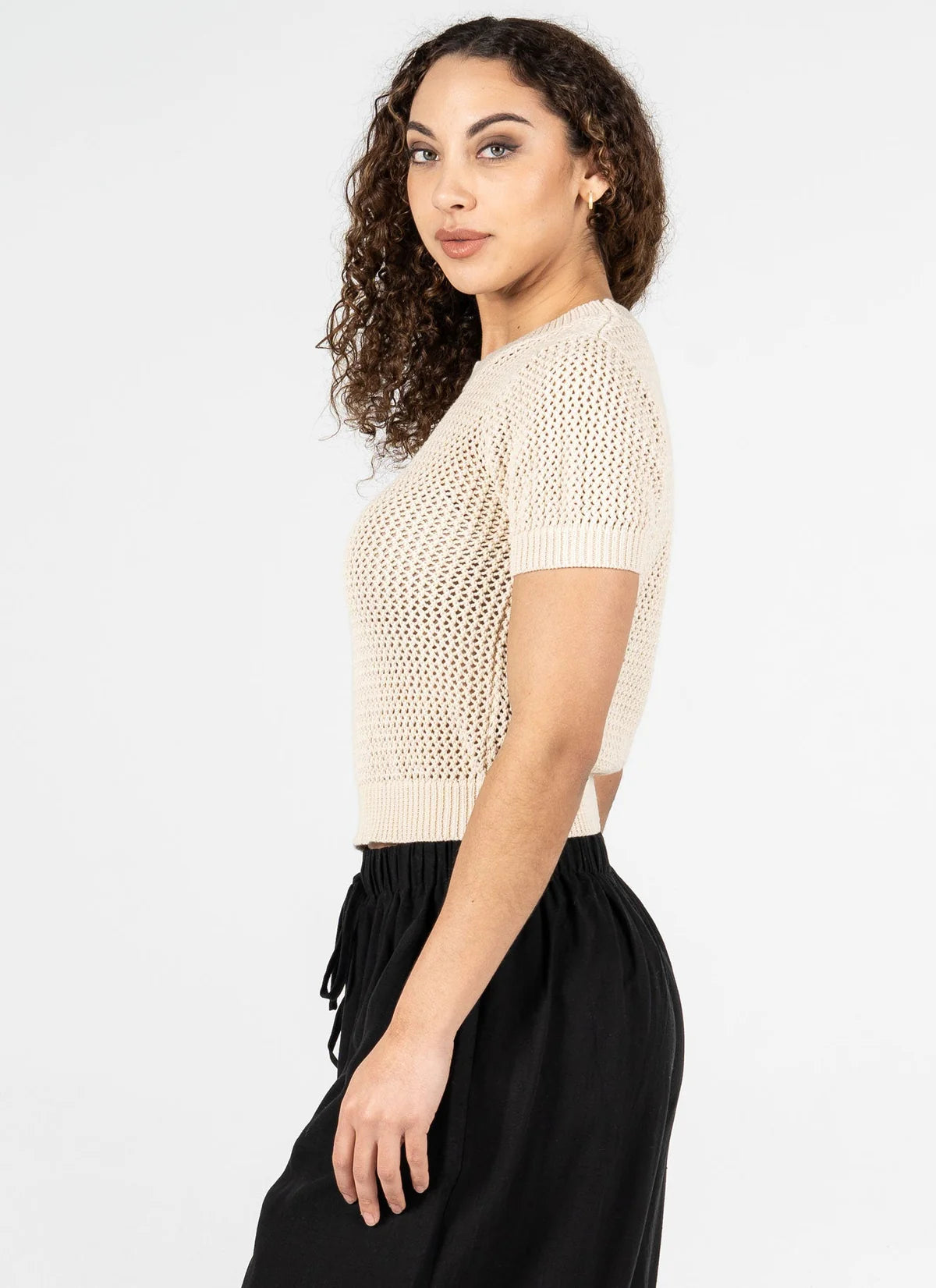 Crew Neck Cotton Knit Top by C'est Moi