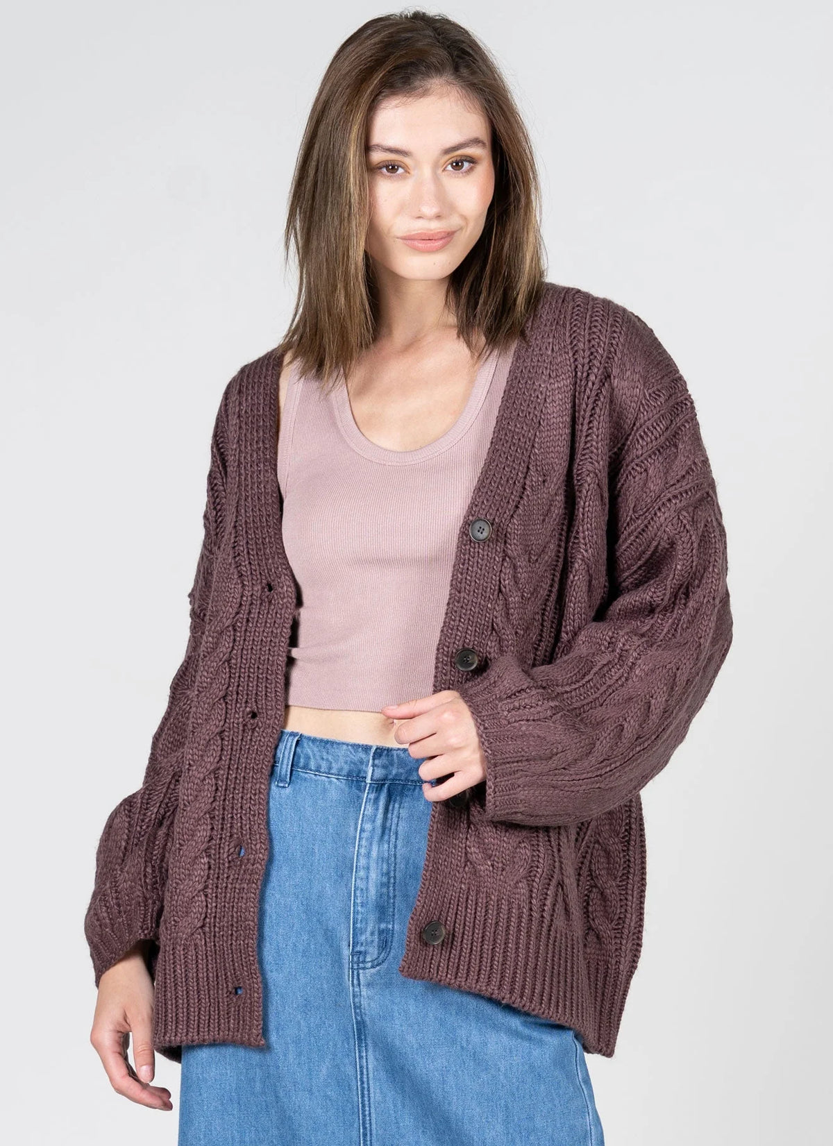 Chunky Cable Knit Cardigan by Ces Moi