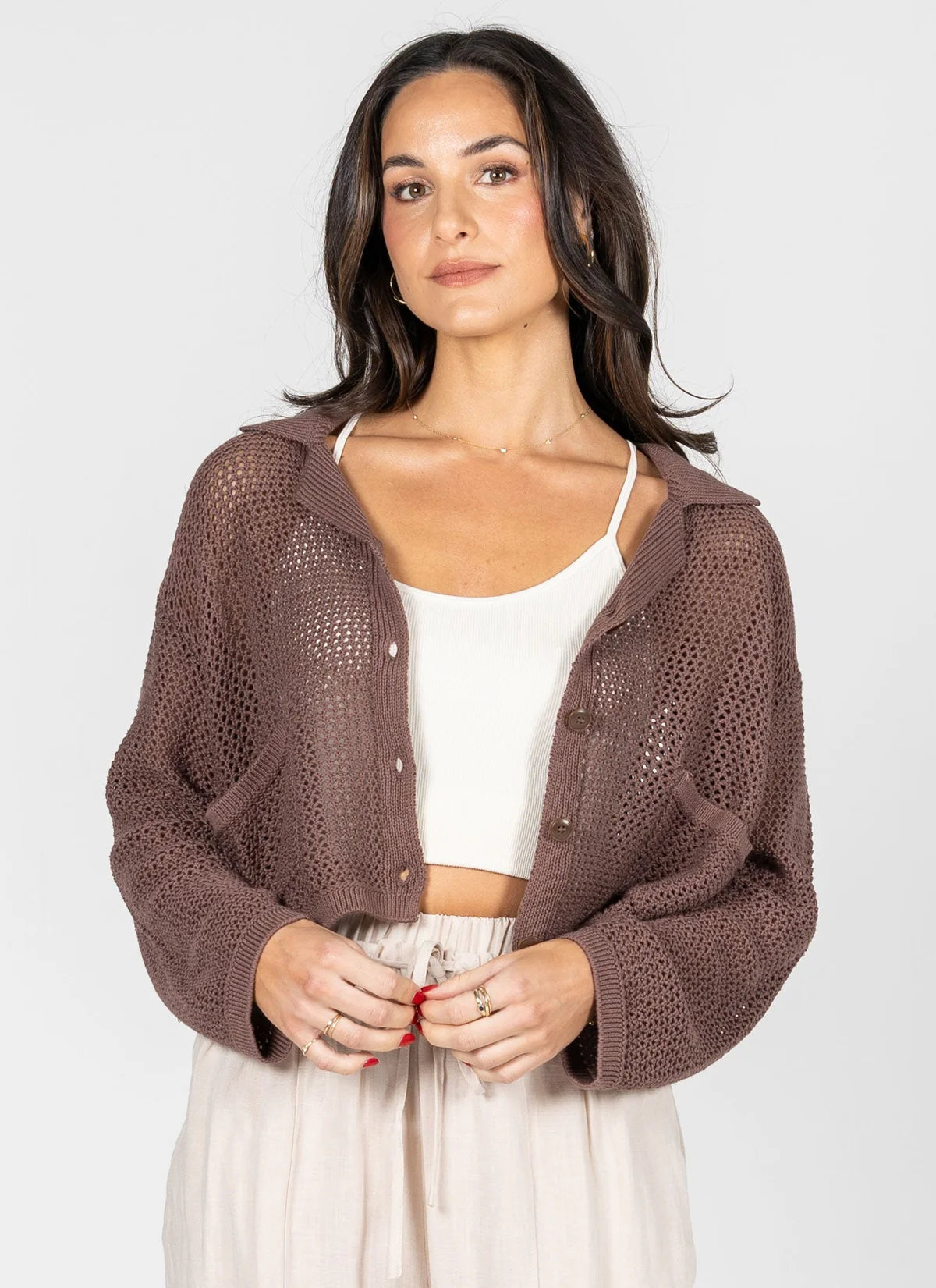 Knit Crochet Cotton Cardigan by C'est Moi