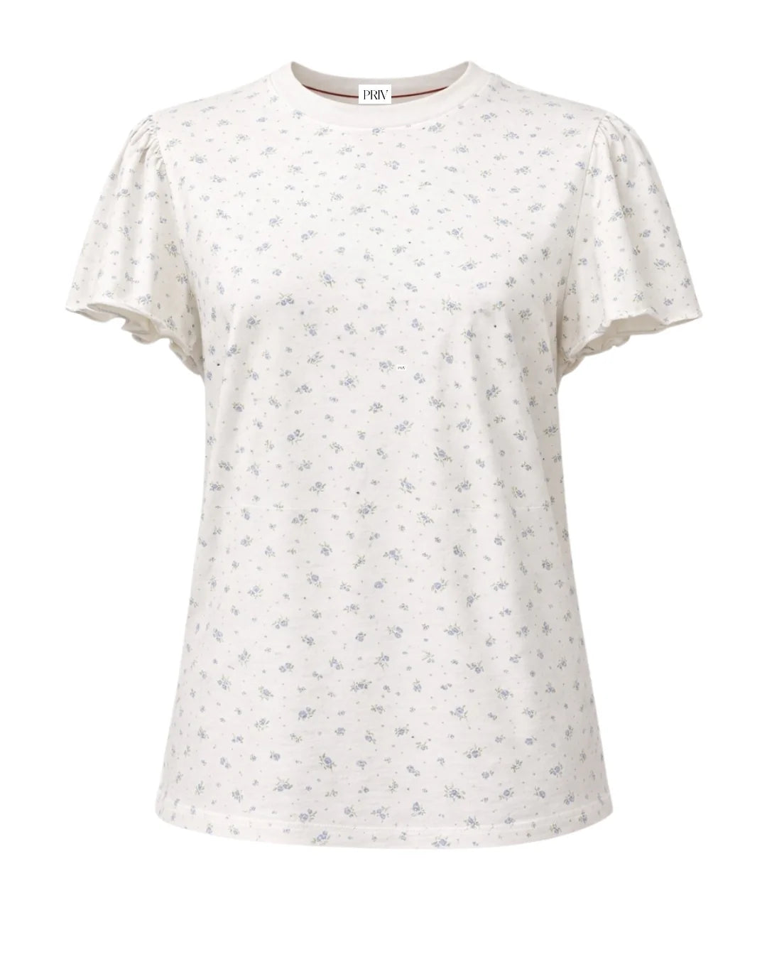 Colette Floral Cotton Ruffle Sleeve Tee by Priv