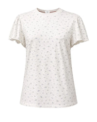 Colette Floral Cotton Ruffle Sleeve Tee by Priv