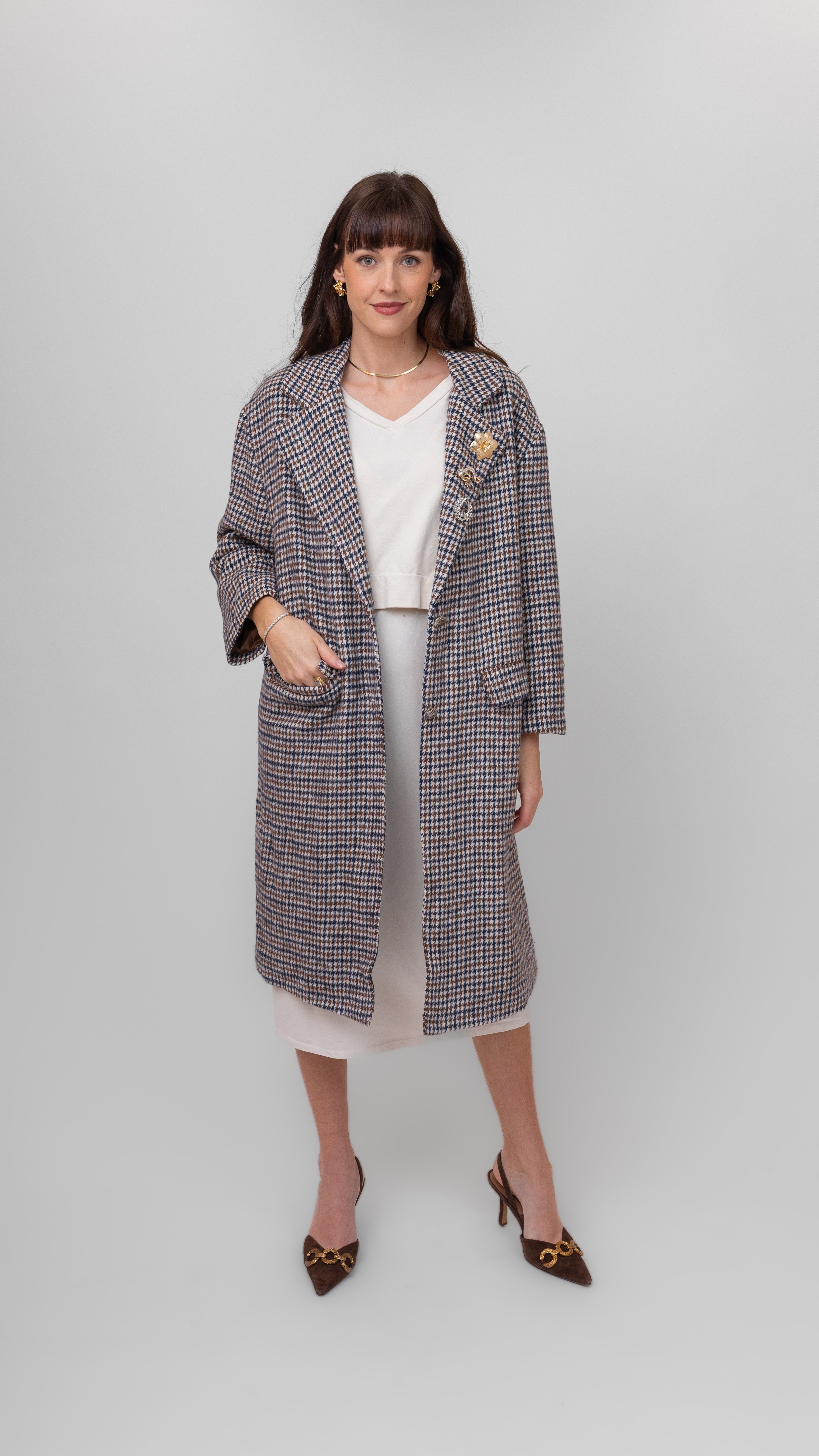 ジャケット・アウター ELLA CANTARIA Classic Collar 4way Coat Belted White Wool Jacket With Hood - Mallory Coat | Marcella