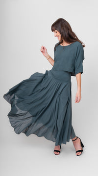 Cotton Skirt with Roll Down Waist by Me & Gee