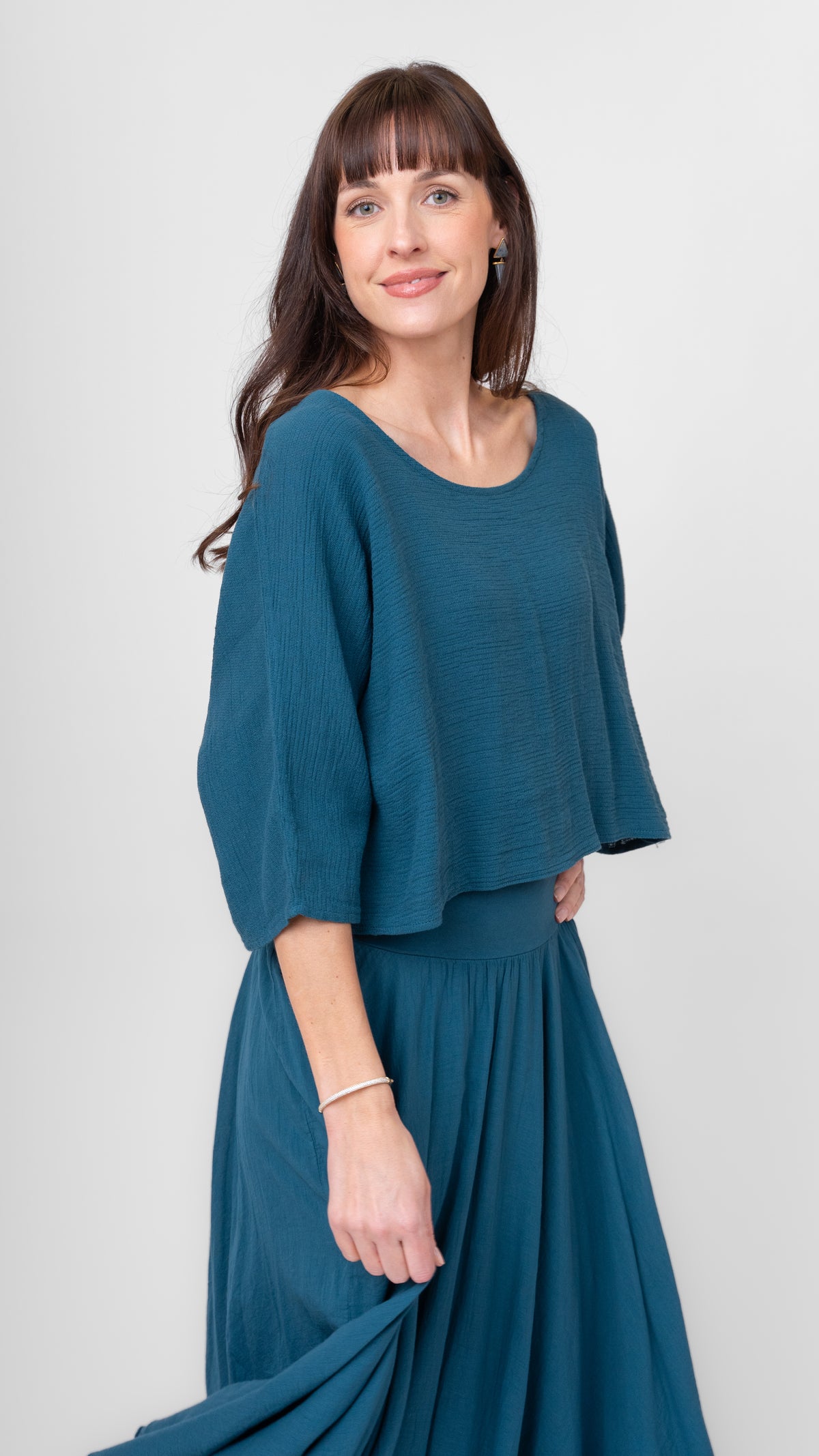 3/4 Sleeve Knit Shortie Top by Me & Gee