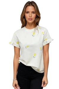 Elodie Ruffle Cuff Lemon Tee by Priv