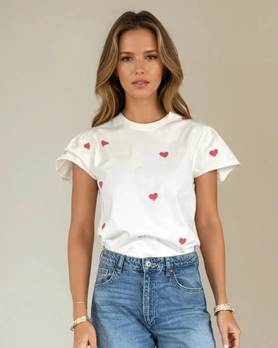 Colette Cotton Puff Sleeve Hearts by Priv