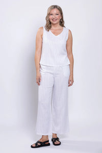 Havana White Stripe Linen Bamboo Tank by Blue Sky