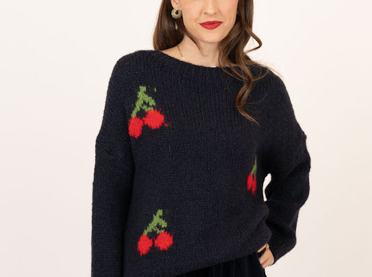 Cherry Knit pullover by Me & Gee