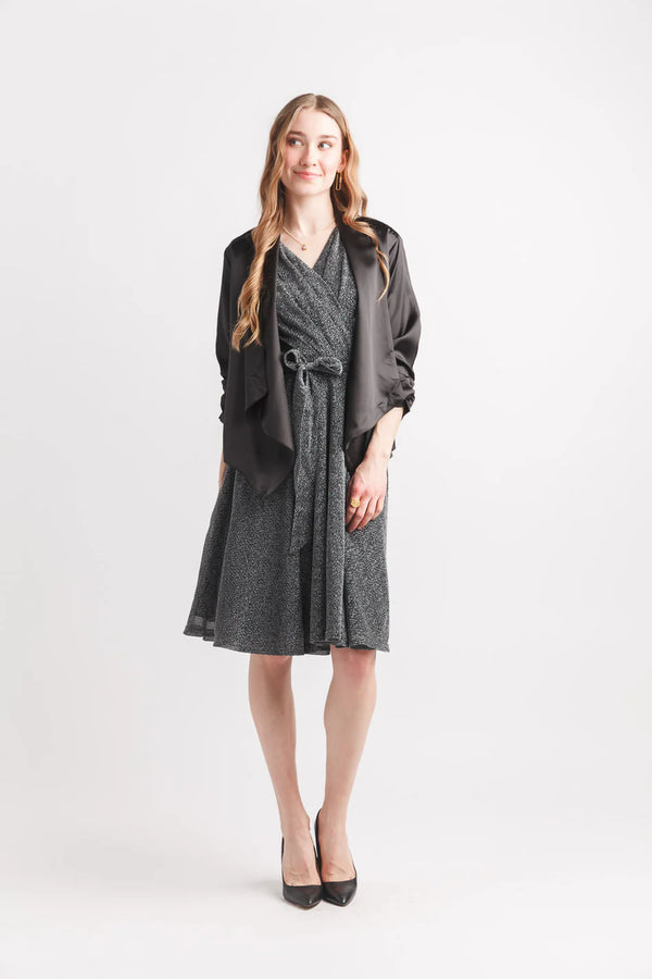 Satin Blazer with Ruched Sleeves by Papillon