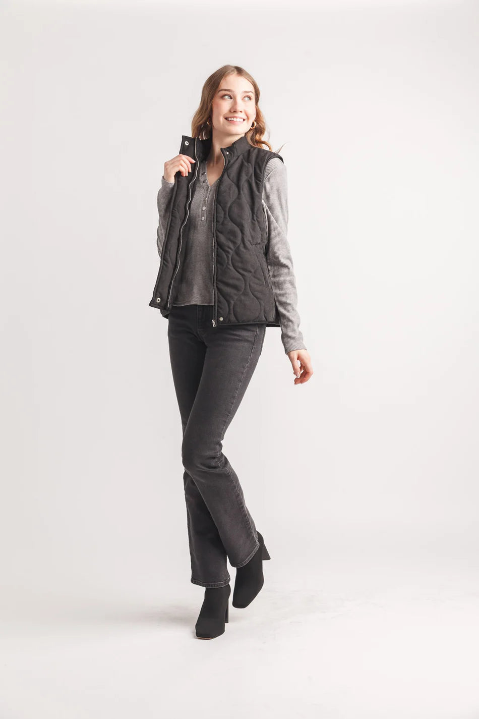 Quilted Zip Vest by Papillon